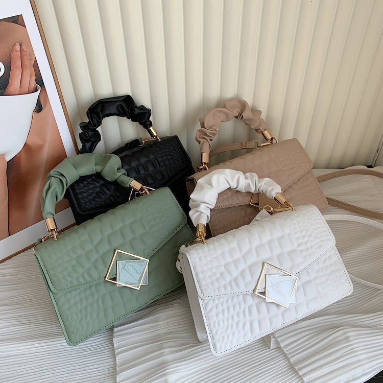 New Style Bag for Women 2025 New Simple Ladies Bag Solid Color Crossbody Bag Pleated Handbag Shoulder Bag Stone Pattern Small Square Bag New Free Deli
