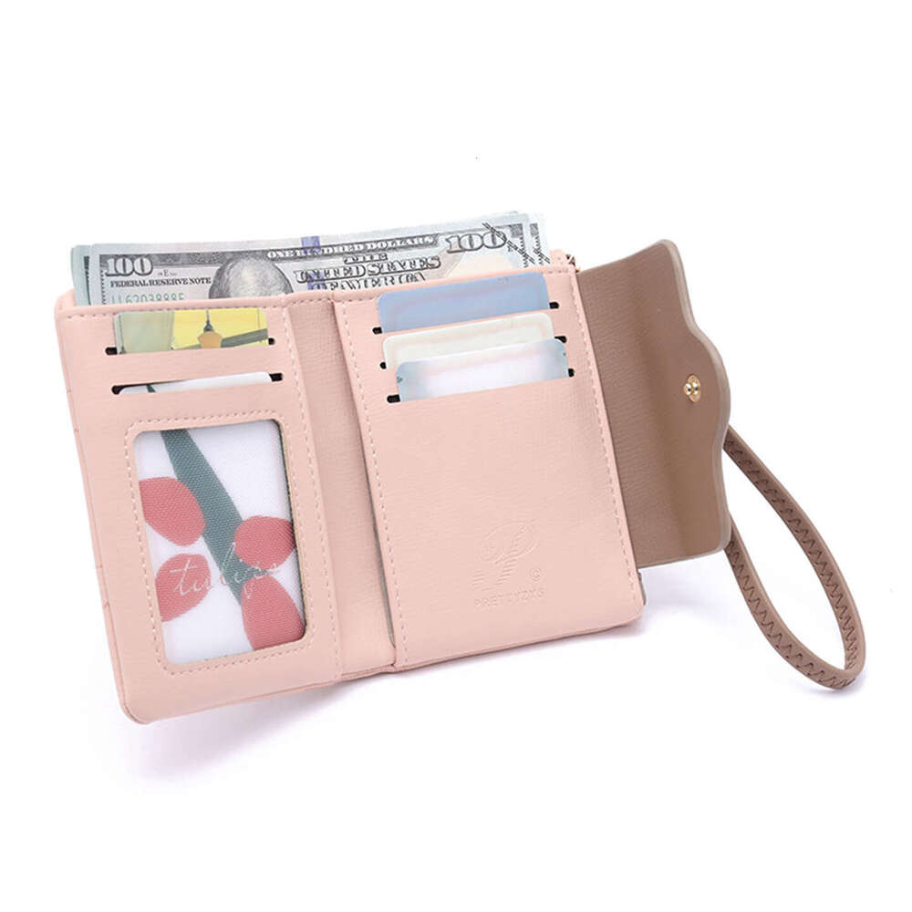 New Wallet INS Women 80% off Short Card Holder Student Color-Block Floral High-End Zipper Coin Purse
