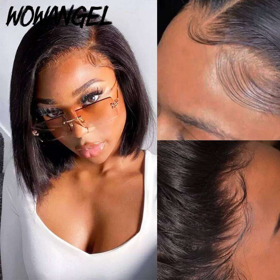 180% Wigs Short Bob Wig 100% Human Hair Invisible Front Pre Plucked Hairline Melty Skin HD Lace For Women