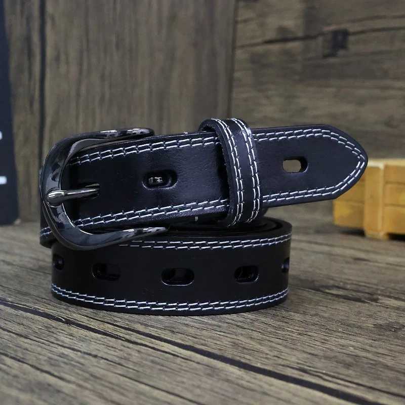 Belt for Women Simple Casual Versatile Hollow Leather Cowhide Belt W250604