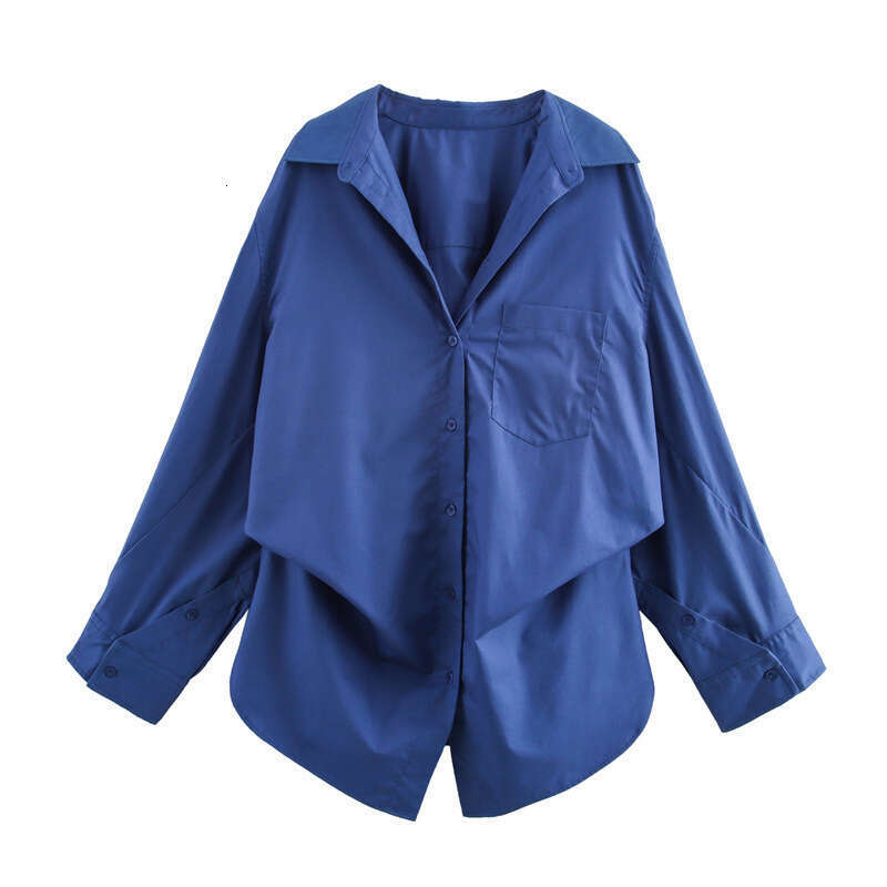 Spring New Women's Fashion Versatile Simple Batwing Sleeve Poplin Shirt B5