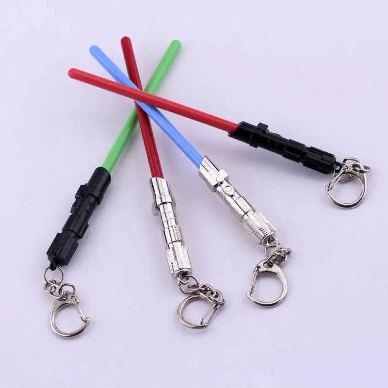 Movie Jewelry Lightsaber Keychain Cosplay Toys War Metal Keychain Light Saber Key Ring Kids Gift M250604