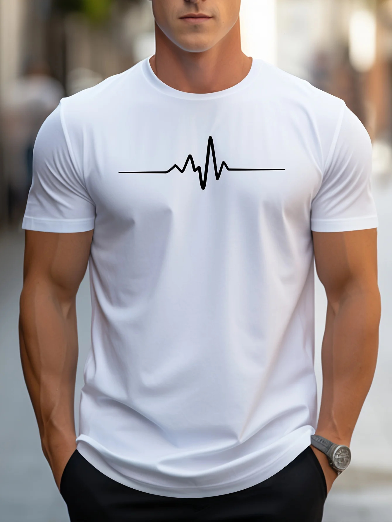 Mens 100% cotton summer loose size Creative Graphic printed slim fit casual sports round neck short sleeved T-shirt top 250604