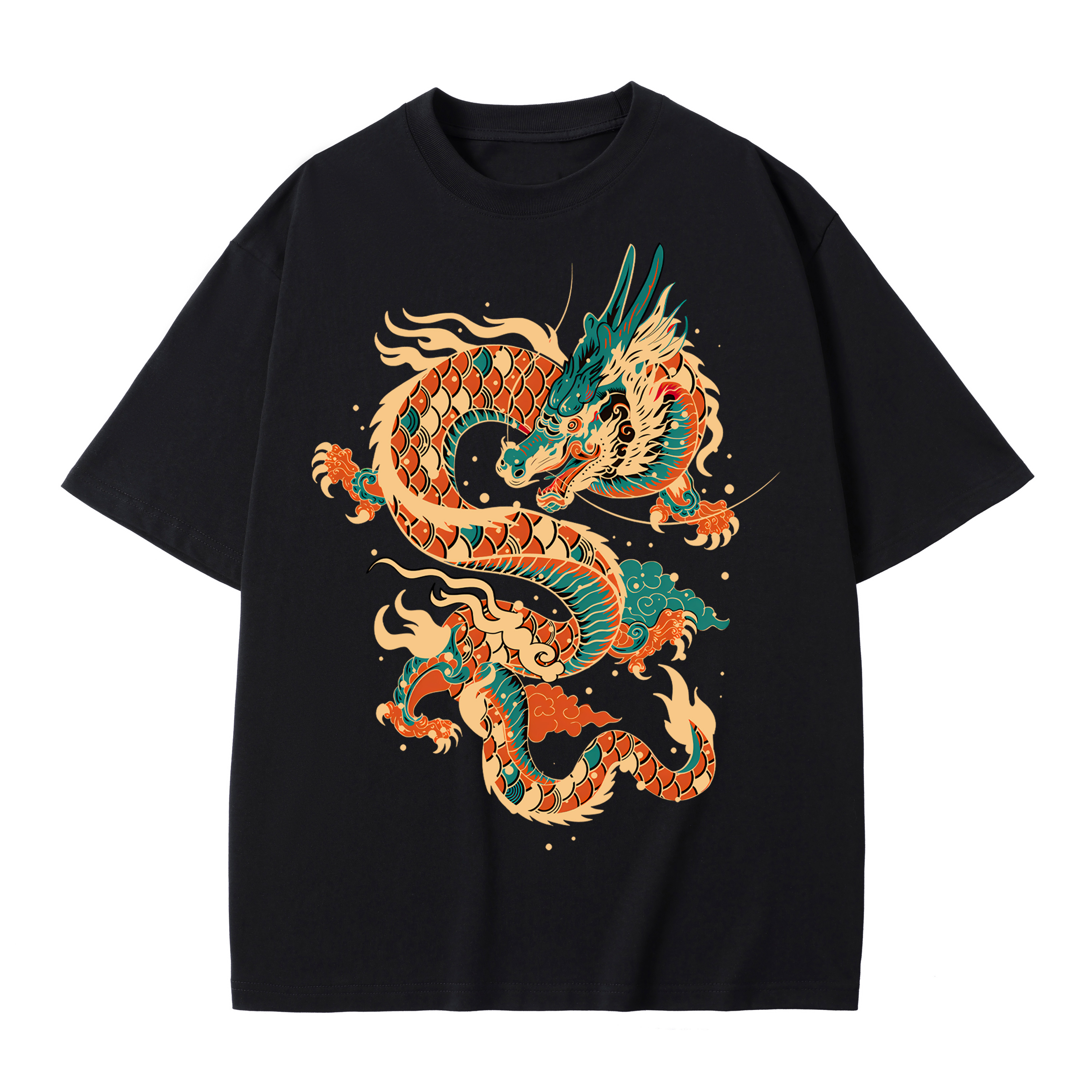T-shirt men's top designer cotton T-shirt the dragon short sleeved clothing high-quality fashionable T-shirt BROADTRUE
