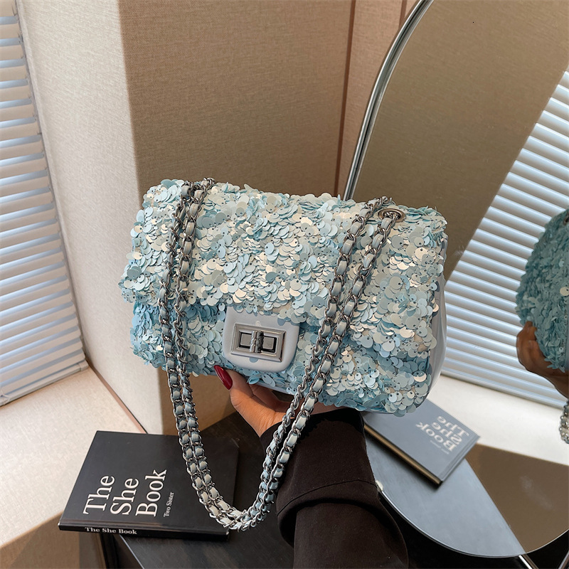 Free Shipping Retro New Women's Shoulder Bag Personalized Sequin Designer Bag 2025 Summer Chain Small Square Bag Mini Handbag Mobile Phone Bag