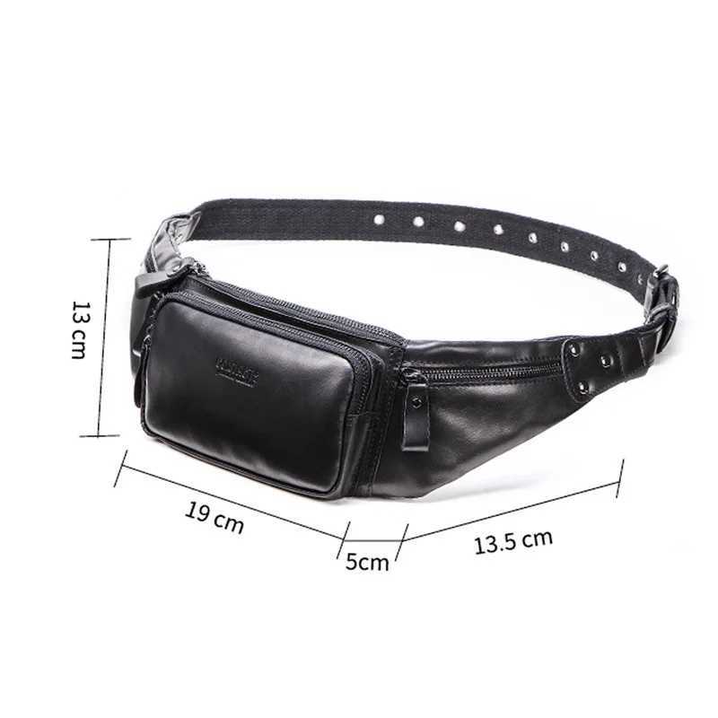 New casual small fanny pack men waist bag Cow leather male waist pack for cell phone credit cards travel chest bag men bag W250604