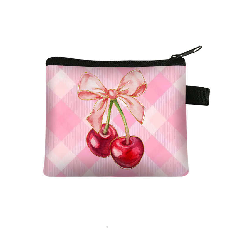 Butterfly Festival Cherry Purse Cute Full Version Pink Cartoon Portable Coin Storage Mini Lipstick Bag