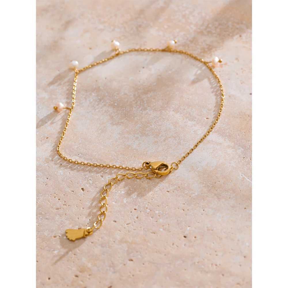 Yhpup Summer Arrival Natural Pearls Drop Chain Foot Accessories Anklet for Women Waterproof Sandy Beach Stainless Steel Jewelry W250604