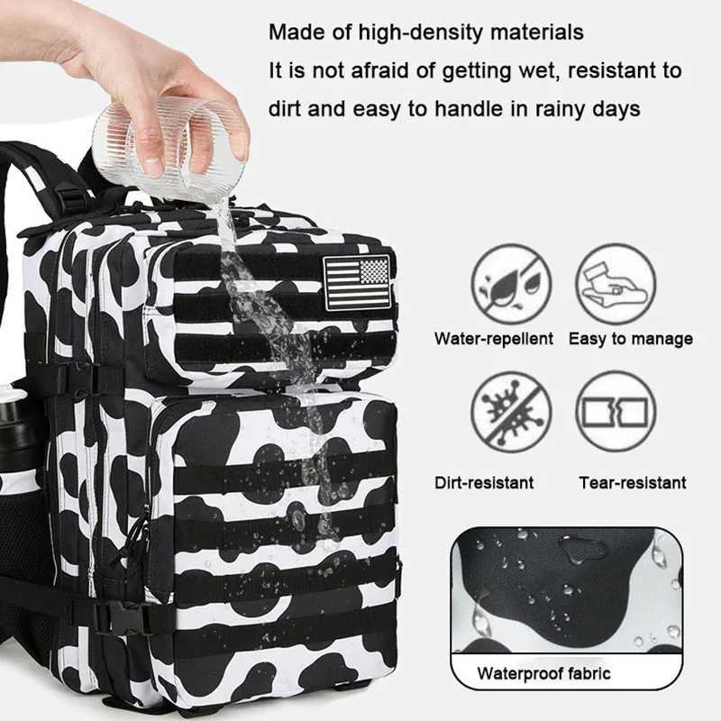 Oulylan Waterproof Athlete Gym Outdoor Bag Travel Hiking Rucksack with Bottle Holder 25L/35L/45L Tactical Backpack for Men Women W250603