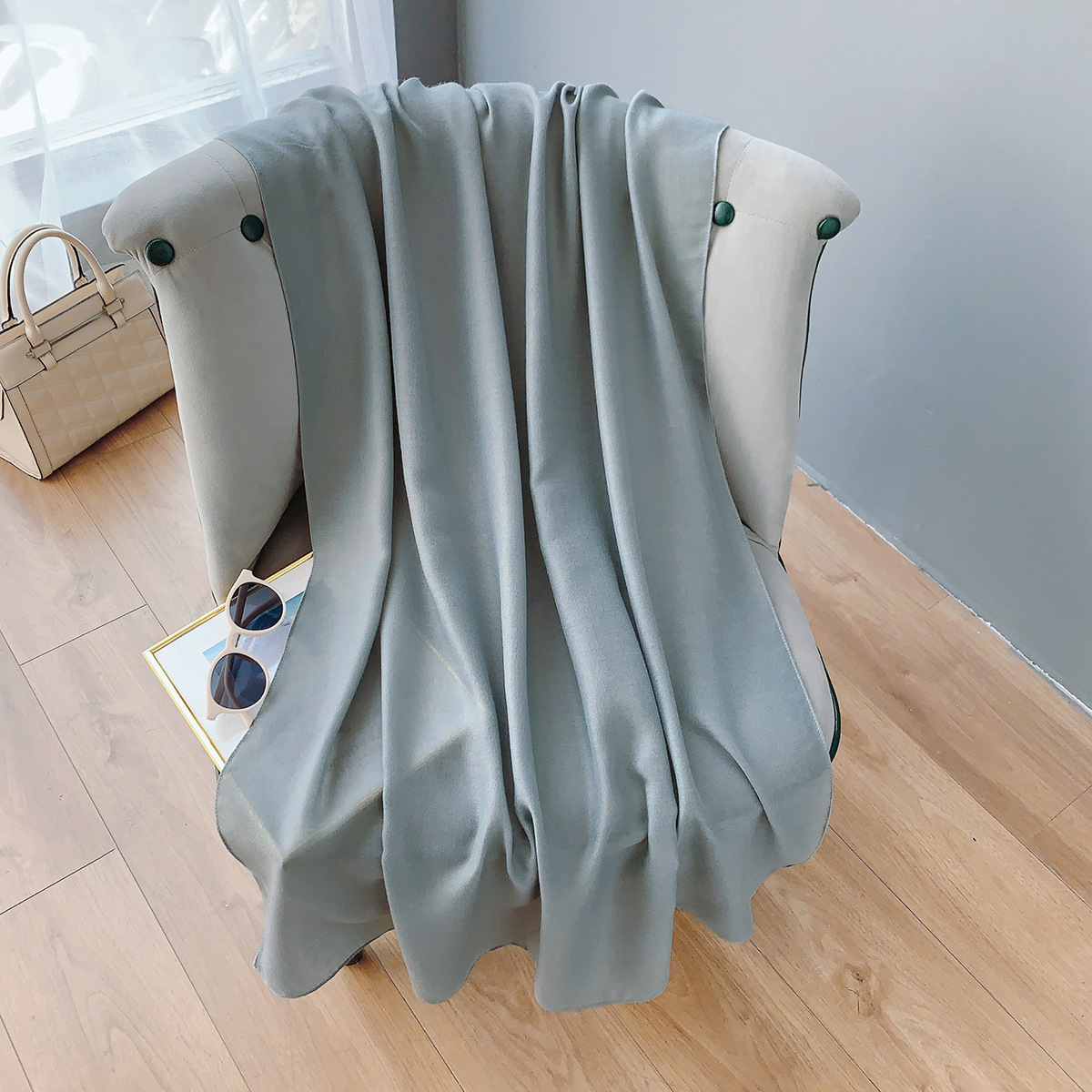 K923 Cotton and linen scarf for women, spring and summer, literary Korean style, long, solid color shawl, thin and versatile neck scarf, air-condition