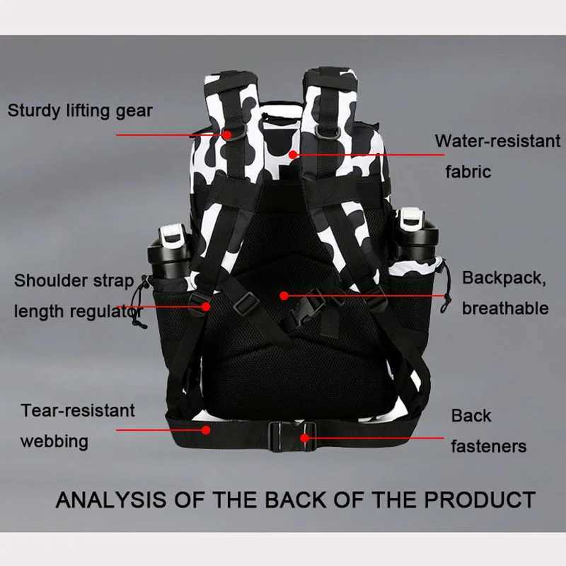 Oulylan Waterproof Athlete Gym Outdoor Bag Travel Hiking Rucksack with Bottle Holder 25L/35L/45L Tactical Backpack for Men Women W250603