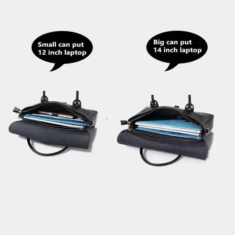 Genuine Leather Women Briefcase Business 14 Inch Laptop Handbags Female Crossbody Bag Ladies Computer Shoulder Messenger Bags