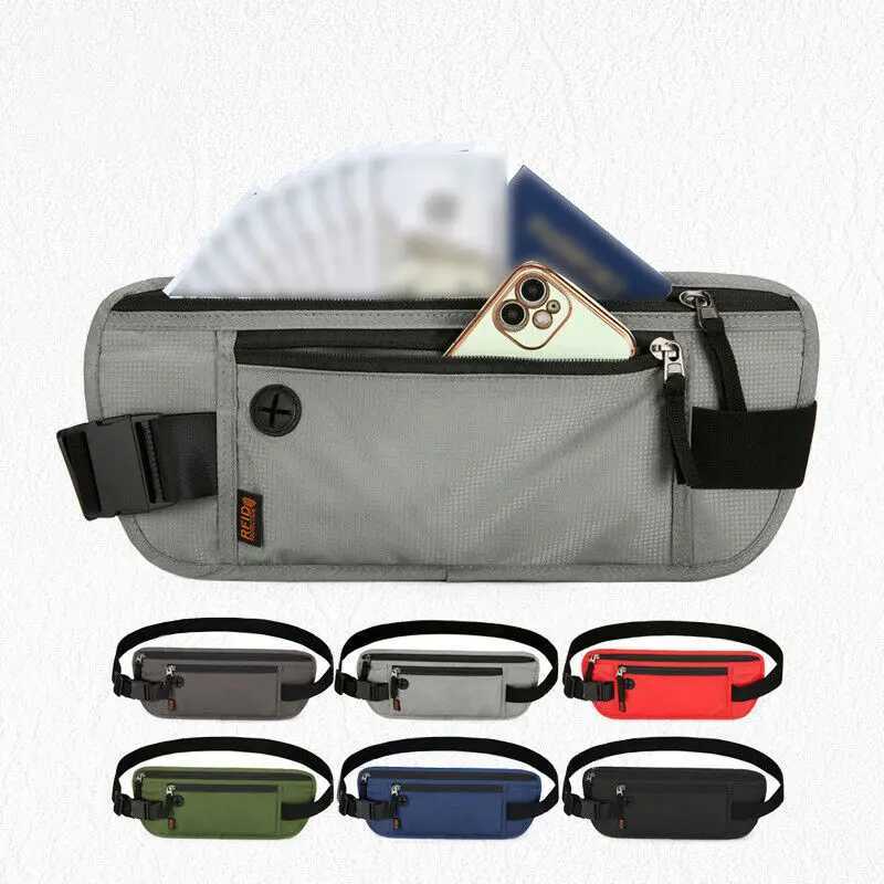 RFID Blocking Waterproof Waist Bag Hidden Pouch Travel Running Sports Belt Pouch Mobile Phone Bag Money Belt Bag Passport Holder W250604