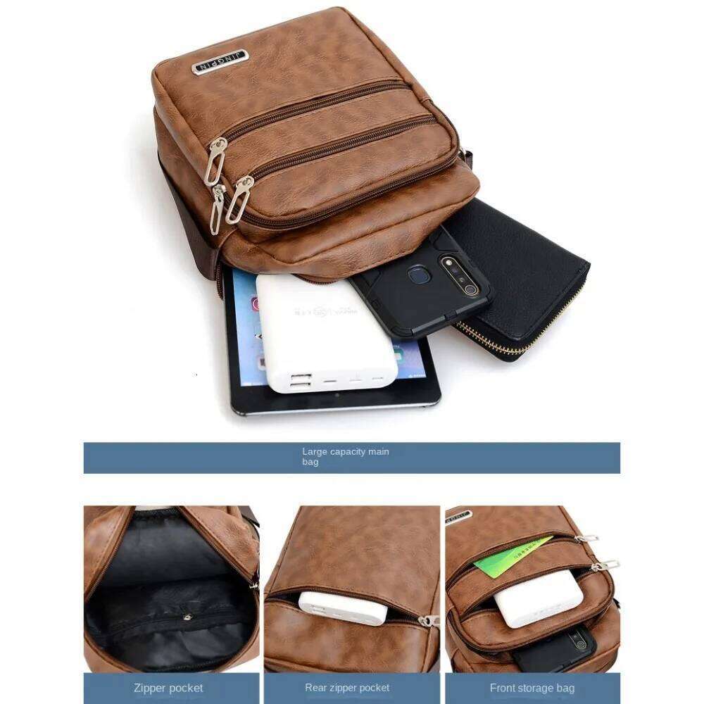 PU Leather Men's Sling Bag Messenger Shoulder Crossbody Bags Large Capacity Handbags Multifunctional