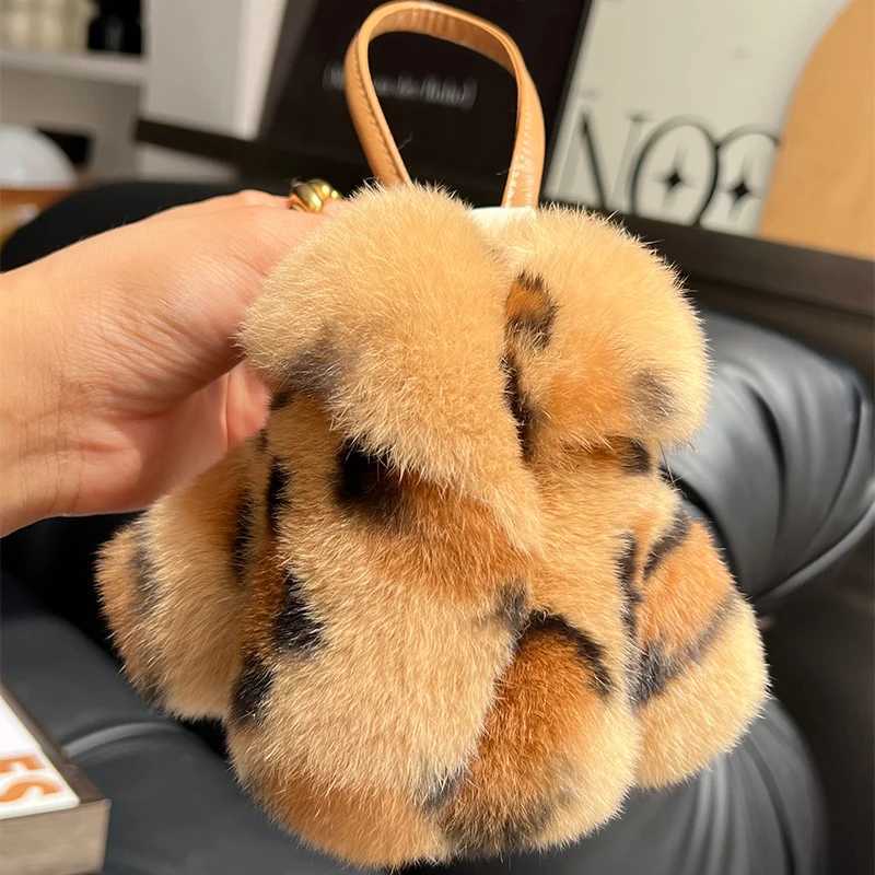 13CM Rabbit Fur Keychain Plush Small Clothes Keyring Bag Charms Car Keychain Fur Decoration Bags Hangings Accessories Gifts W250604