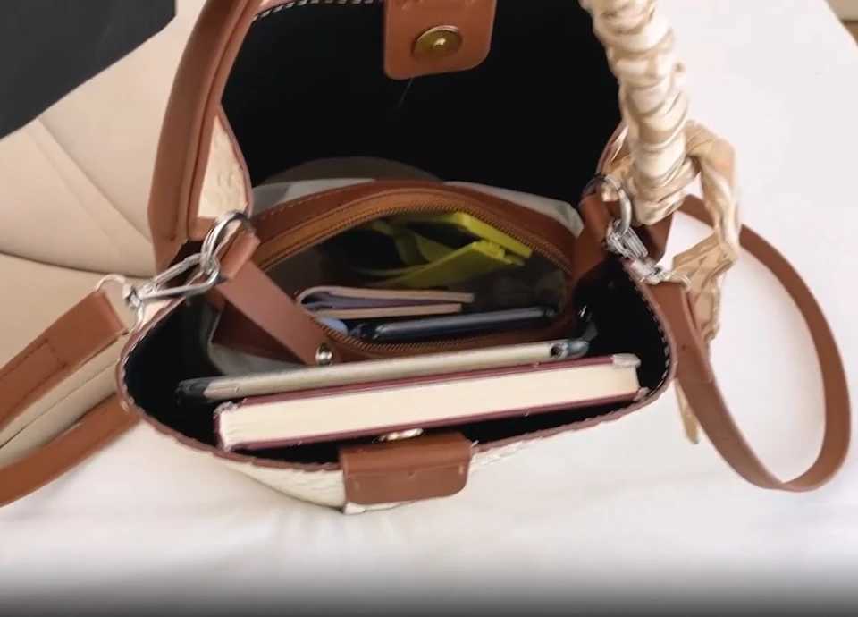 New 2025 Womens Bag Fashion Crossbody Bag Versatile Soft Leather Handheld Single Shoulder Bucket Light Luxury Bag XJ250604