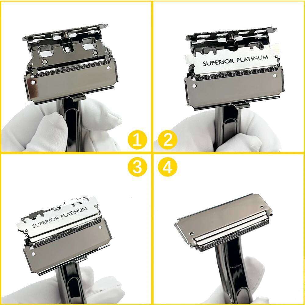 Whityle 20T Glide Pro 4D Super Double-edged Safety Razor Half Blade Shaver With Travel Leather Storage Bag for Men Grooming Care