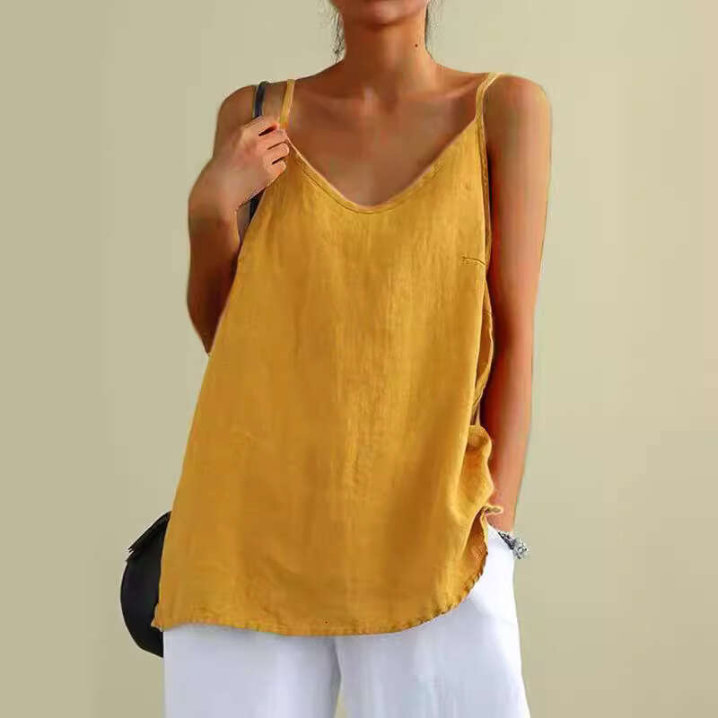 Camisole Women's Summer New Loose Cotton Linen Inner Layer Sleeveless Versatile Base Top B5