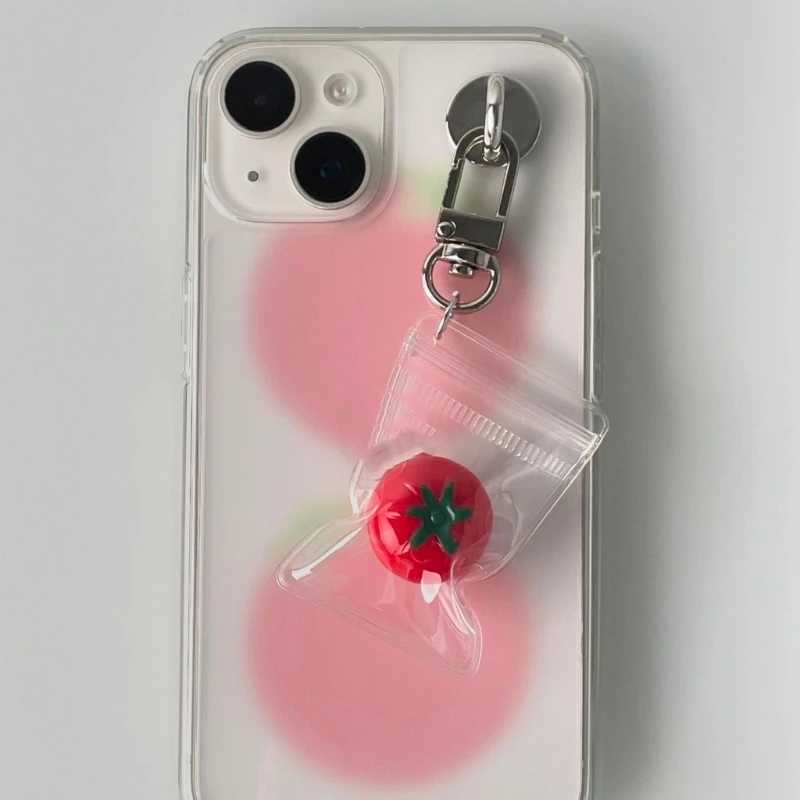 New Simulation Tomato Keychain Fashion Key Chain Bag Charm Student Bags Ornament Car Phone Decoration for Women Girls Kids M250604