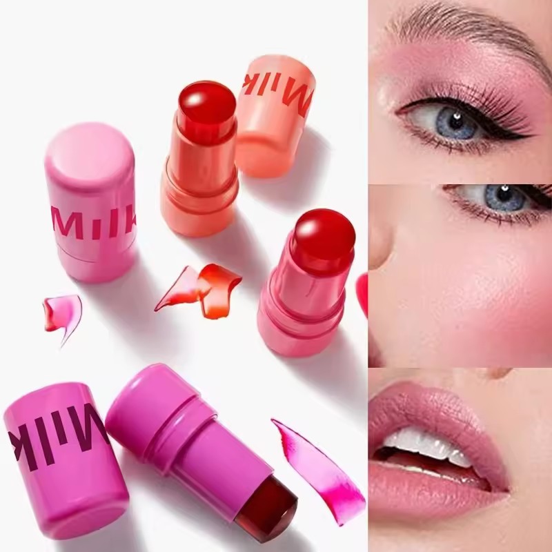 Hot Sale Original Milk Jelly Blush Cooling Water Long Lasting Jelly Tint 3-in-1Lipstick Blush Stick Multi-Use Matte Blush Makeup