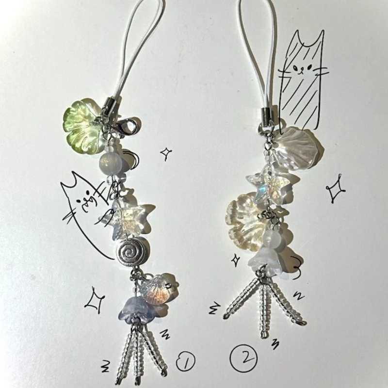 Butterfly Star Pendant Phone Charm Black Rope Beaded Key Chains Fashionable Bows Keyring Ornament for Phones Keys Bags W250604