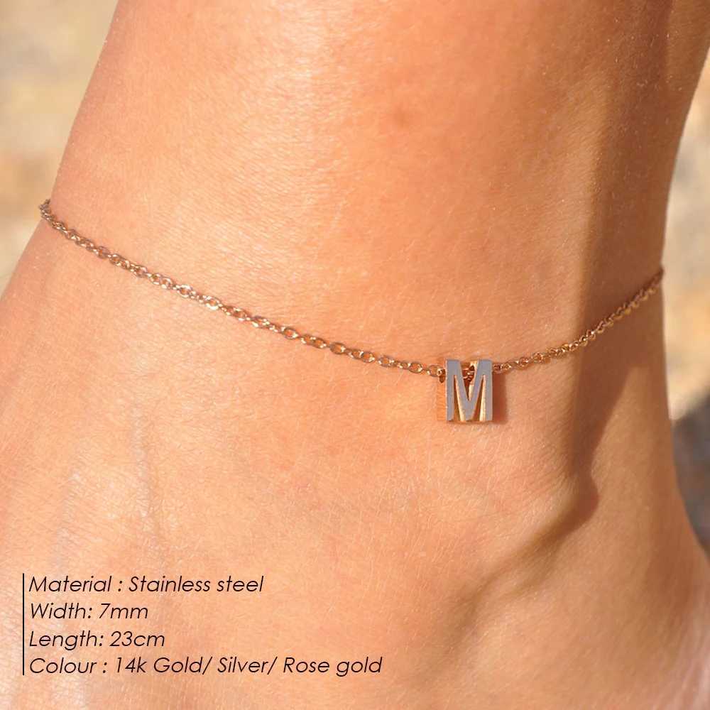 eManco Initials DIY Anklet Stainless Steel Jewelry Name Customized Anklet English Alphabet Birthday Gift for Men and Women W250604