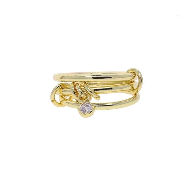 2025 Designer Ring For Women 3 Color 4 Links Stacked Rings Diamond Studded Crystal Luxury Jewelry Couple Holiday Gift