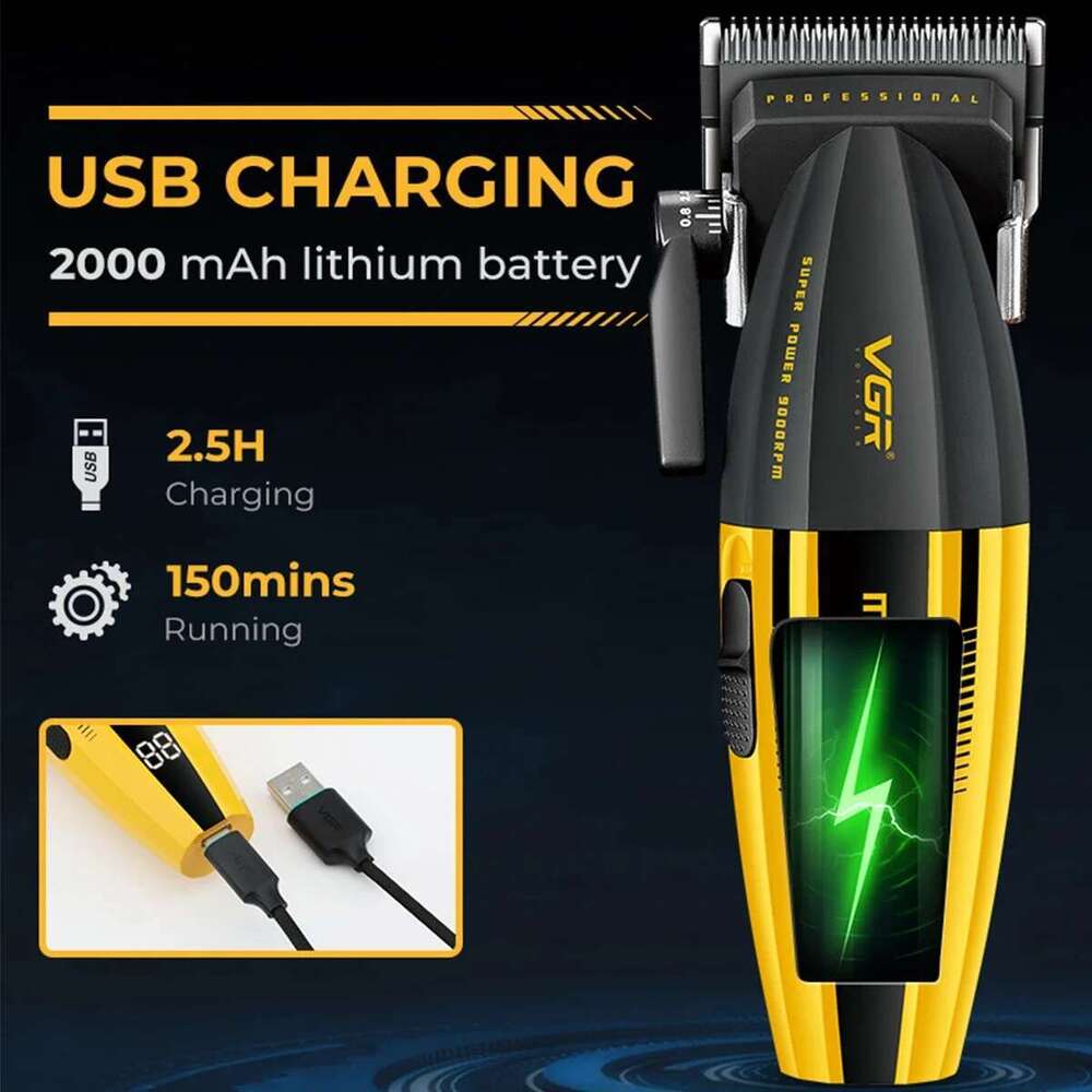 VGR Professional Adjustable Haircut Hine 9000Rpm Clipper Cordless Trimmer Electric Hair Clippers Men V-285