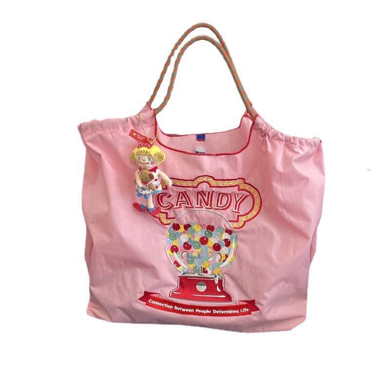 Summer Canvas Japanese Embroidery Ballchain Eco-friendly Shopping Women's Shoulder Bag