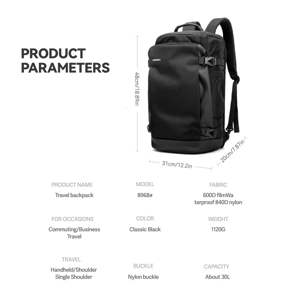 Travel Backpack For Air TravelDurable Large 30L TSA Flight Approved Carry-on Luggage HandWater Resistant Business RucksackWee 250530