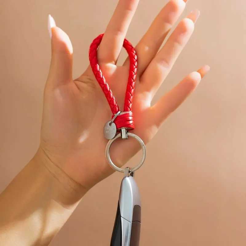 2Pcs/Set PU Leather Braided Woven Rope Keychain DIY Bag Pendant Key Chain Holder Key Car Trinket Keyring Men Women Gift Jewelry M250604