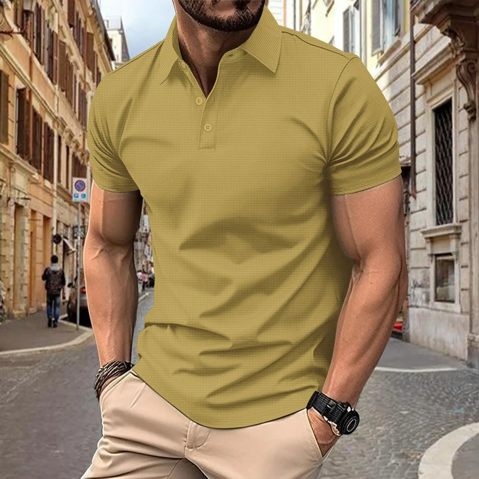 2025 European and American crossborder summer mens casual shortsleeved midstretch comfortable small checkered POLO shirt 250604Z