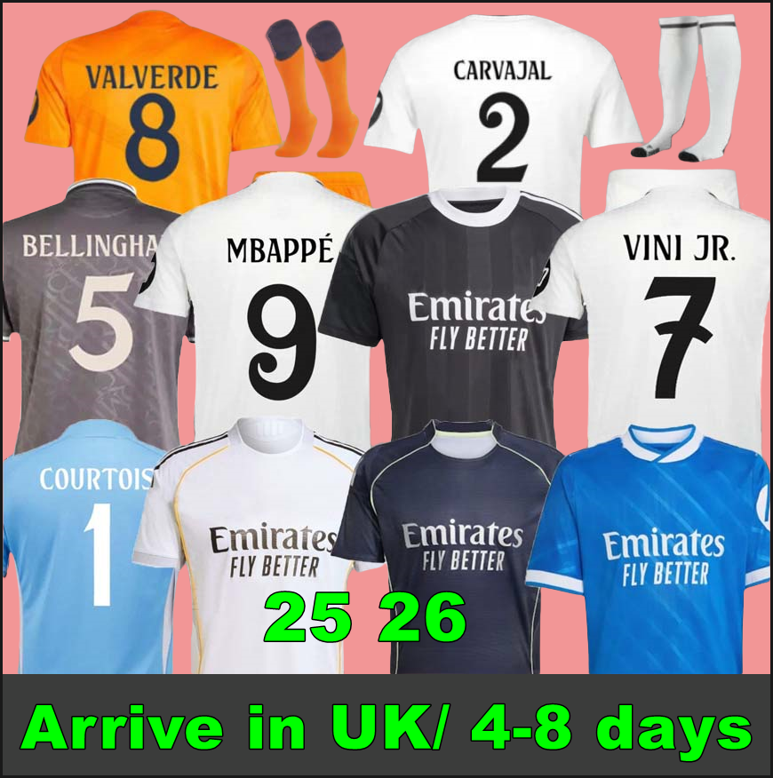 24 25 MBAPPE BELLINGHAM RODRGO 25 26 Real 4Th MadridS soccer jerseys football shirt VINI JR CAMAVINGA ALABA MODRIC VALVERDE camiseta Men kids COURTOIS goalkeeper