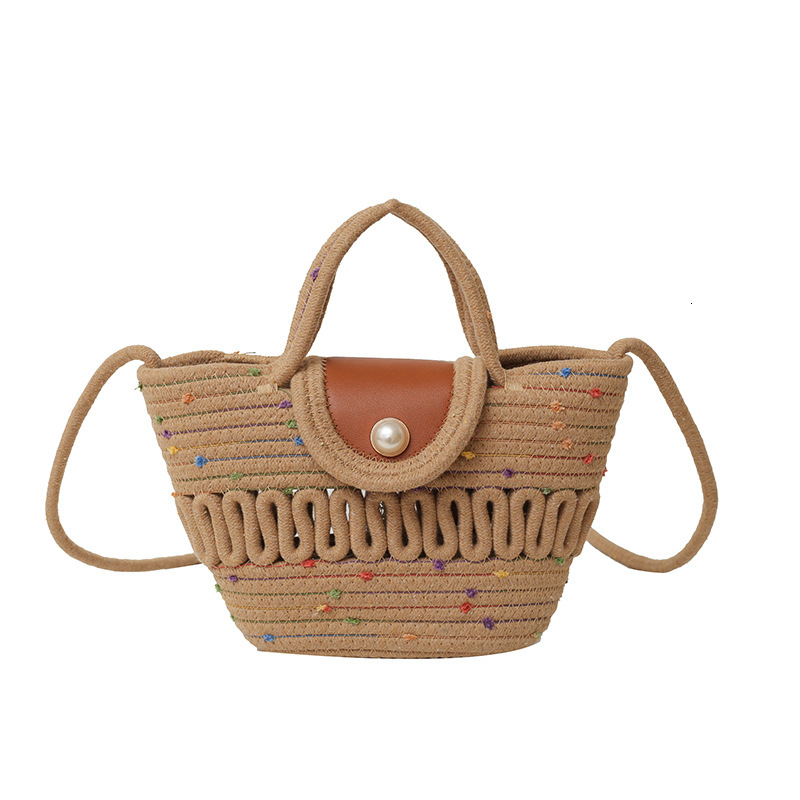 New Style Straw Woven Bag fashion Handmade Beach fashion Woven Bag Handheld Basket Beach Bag Designer Women s Shoulder Bag Handbag