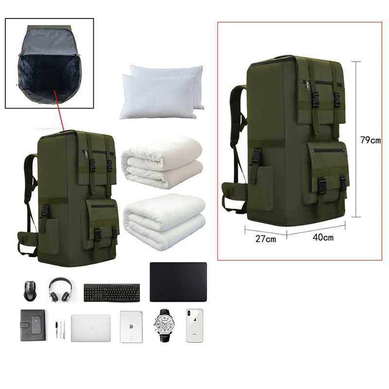 120L Men Hiking Bag Camping Backpack Large Outdoor Climbing Trekking Travel Tactical Bags Luggage Bag Shoulder W250603