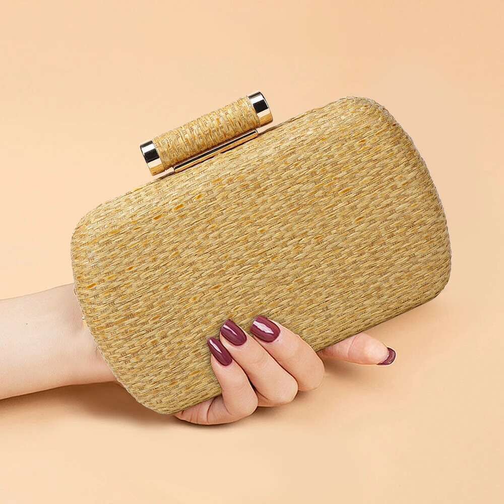 Summer Crochet Vintage Dinner Ladies Hand-Woved Evening Trend Straw Weaving Clutch Women Fashion Chian Crossbody Bag