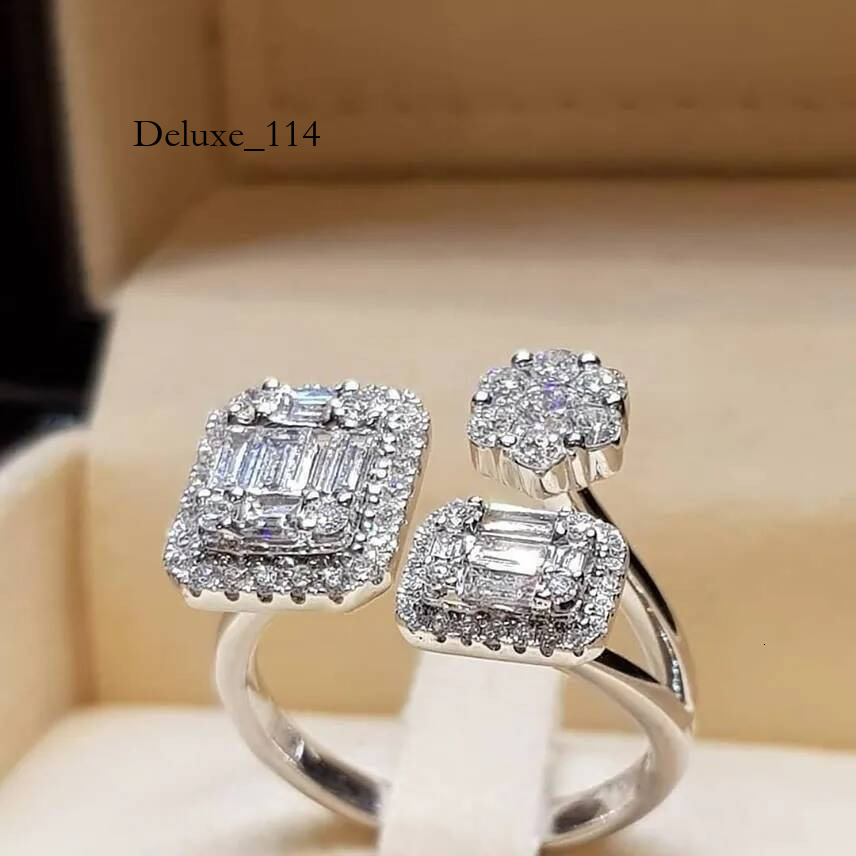 Choucong Gorgeous Weddding Rings Jewelry Sterling Siler Fill T Princess Cut White 5A Cubic Zircon CZ Dia Gemstones Women Open Ring Adjustable Size