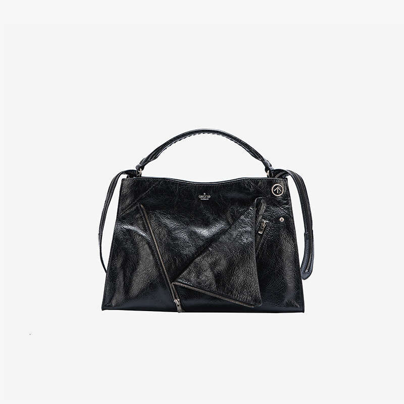 Women's Bags Designer Women's Bags Designer Sun Qian Same Style GROTTO Lapel Genuine Leather Large Capacity Commuter Handbag Shoulder Crossb