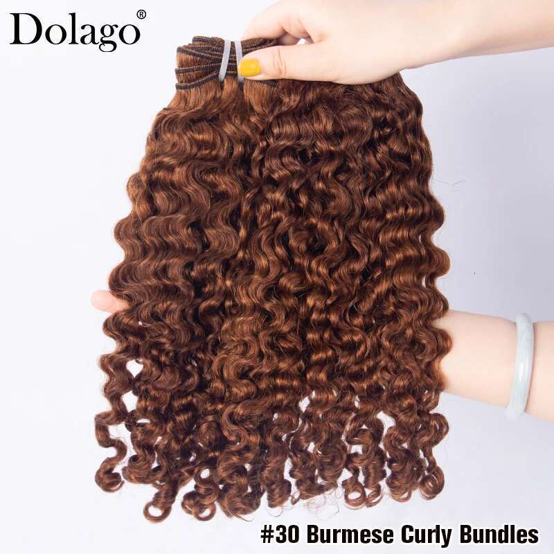 Burmese Colored Chocolate Brown Human Deep Curly Bundles Hair Extensions