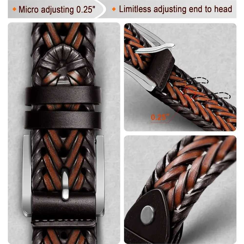 Belts Leather Woven Braided Belts for Gift Men Casual Jeans Golf W250604