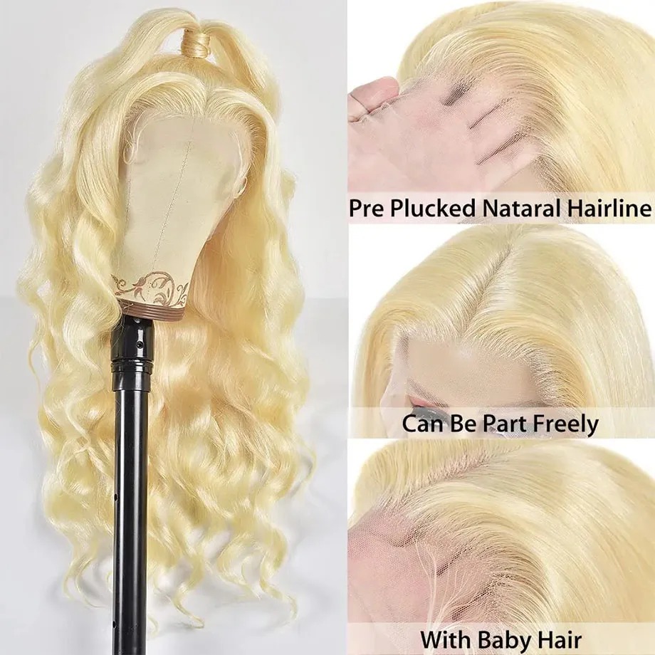 200 Density 30 40 Inch 613 honey blonde Body Wave 13x6 HD Transparent Lace Frontal Wigs Human Hair Brazilian 13x4 Lace Front Wig Synthetic