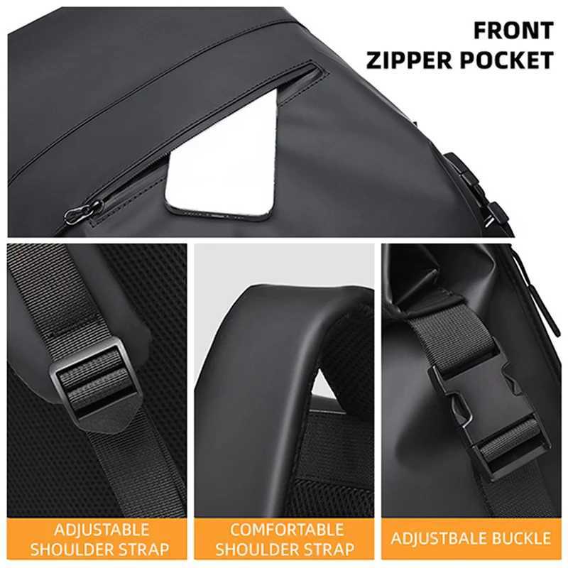 Hiking Rolled Top Backpack Travel Duffel Bag Outdoor Climbing Camping Sport Fitness Rucksack Casual Weekend Luggage Schoolbag W250603