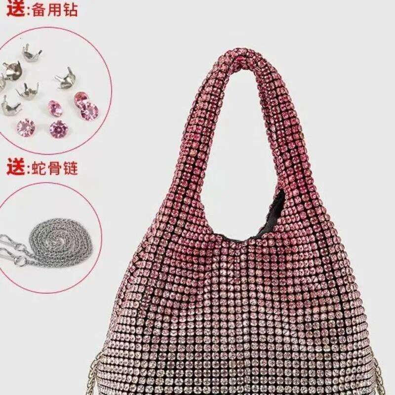 Glamorous Rhinestone Pearl Evening Bag For Women Elegant Stage Performance Purse Sparkly Prom Party Clutch Shoulder Crossbodybag