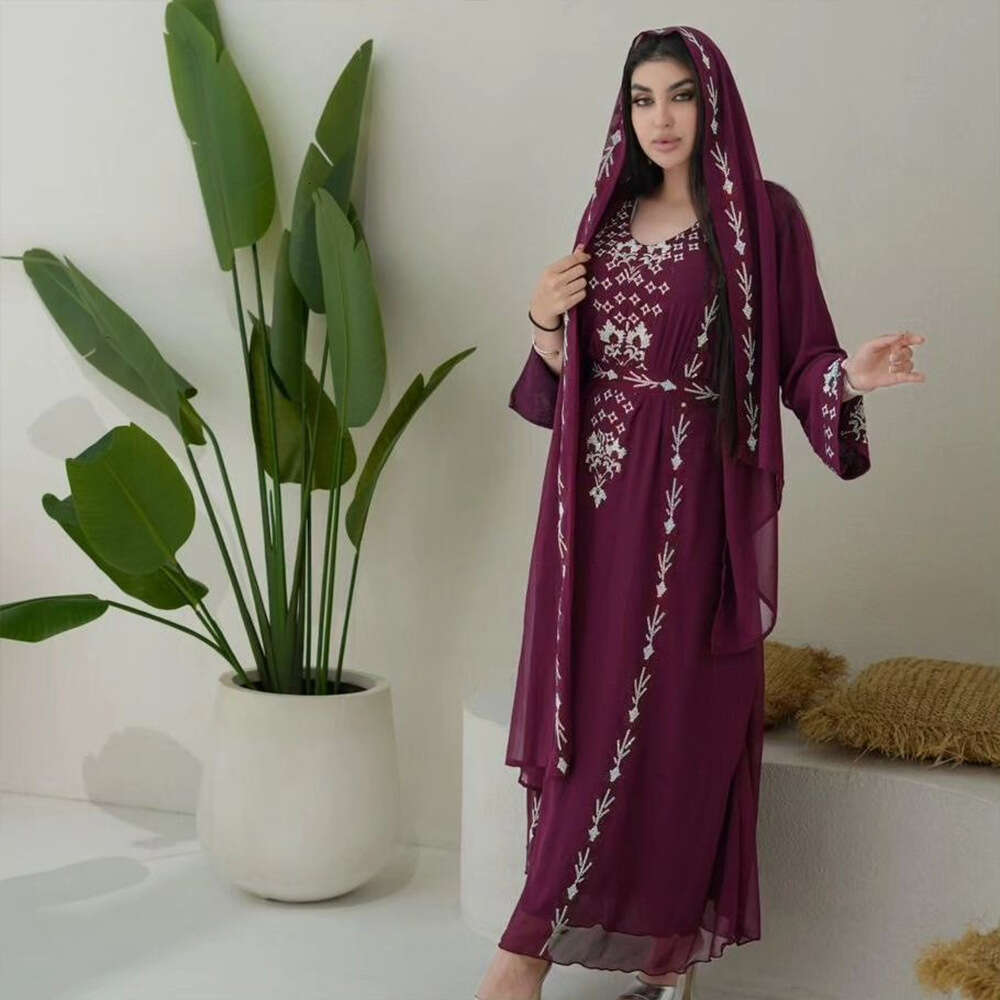 Because0281 Summer New Long Robe With Rhinestones For Home And Outdoor Dress B5
