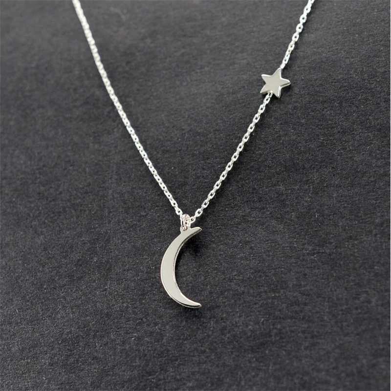 New Fashion Star Moon Necklaces for Women Gold Color Metal Links Short Chain Neck Jewelry Sexy Female Clavicle Necklaces CollarXJ250604