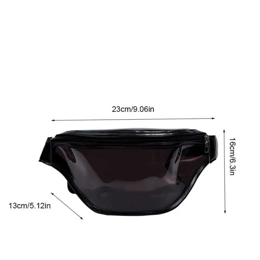 Casual Waterproof Transparent Waist Bag Zipper Shoulder Bag PVC Chest Bag Handbag Message Bag Transparent Pack for Women/Girls W250604