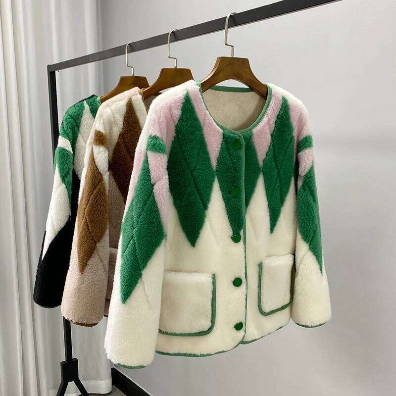 PUDI Women Genuine Wool Fur Fashion Coat Hot Sale Pattern Design Jacket CT256