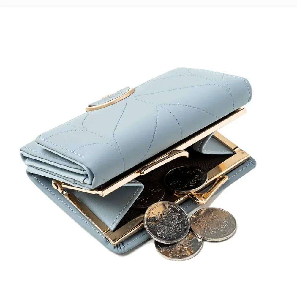 Summer New Women's Short Wallet Japan and South Korea PU Leather Hardware Buckle Three Fold Bag High Texture Multi-c