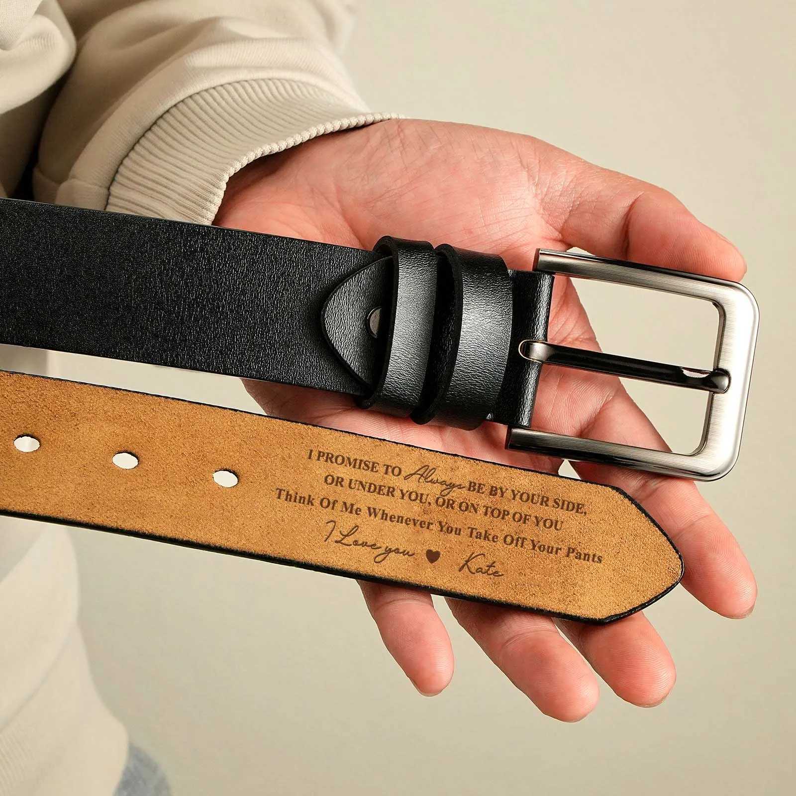 Personalized Belt Gifts for Fathers Day Him Custom Text Engraved Genuine Leather BeltsConfirm Text Via Chat Before Ordering W250604