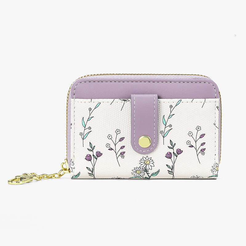 Zipper Card Holder Ins Style Simple Floral Purse Mini Small Portable Coin Storage Bag